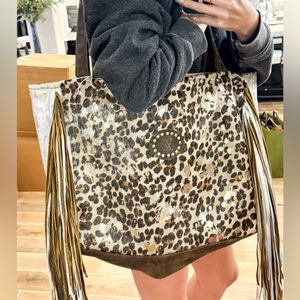 Keep it Gypsy Western Cowhide Leather Tote Bag with Fringe